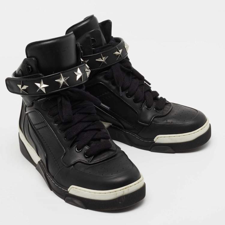 Pre Owned Givenchy Black Leather Tyson High Top Sneakers Size 43