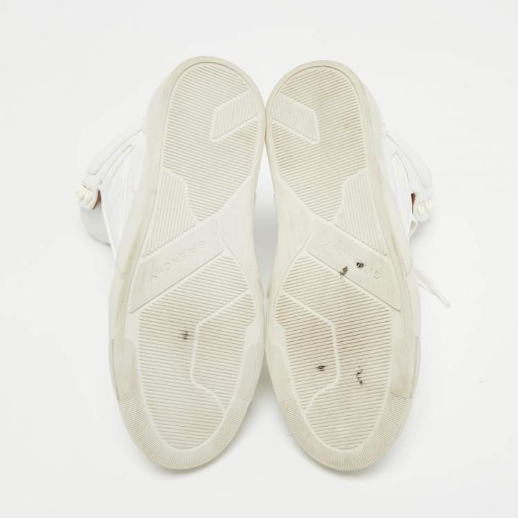 Pre Owned Givenchy White Leather Tyson Star Studded High Top Sneakers Size 37.5