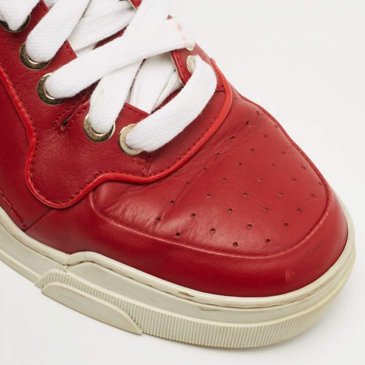 Pre Owned Givenchy Red Leather Tyson Star High Top Sneakers Size 43