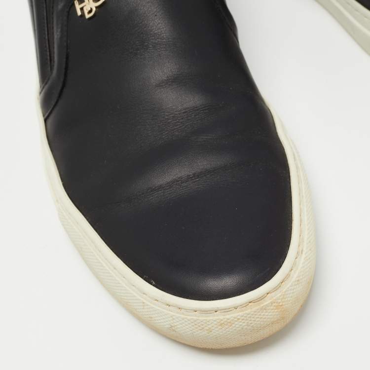 Pre Owned Givenchy Black Leather Slip On Sneakers Size 44