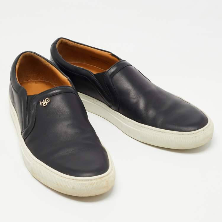 Pre Owned Givenchy Black Leather Slip On Sneakers Size 44