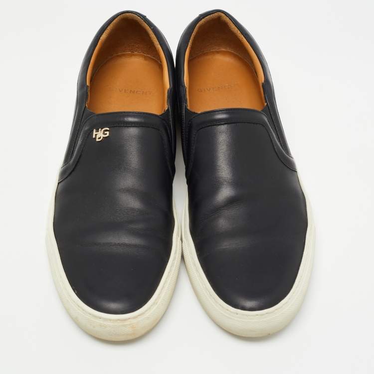 Pre Owned Givenchy Black Leather Slip On Sneakers Size 44