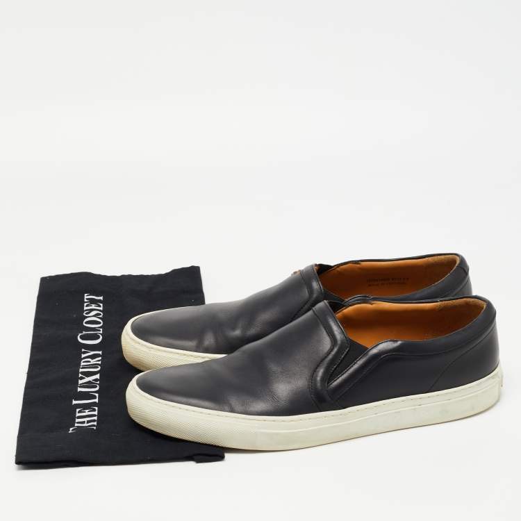 Pre Owned Givenchy Black Leather Slip On Sneakers Size 44