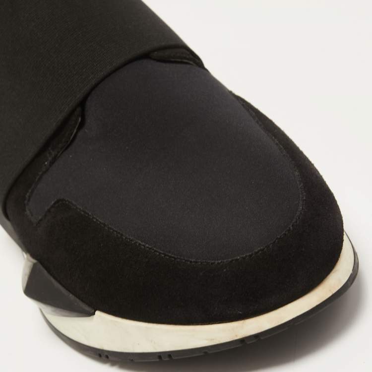 Pre Owned Givenchy Black/Light Yellow Leather, Neoprene and Suede Runner Elastic Sneakers Size 40