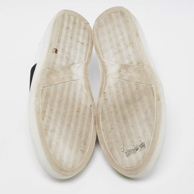 Pre Owned Givenchy White/Black Leather And Elastic Band Urban Street Slip On Sneakers Size 44