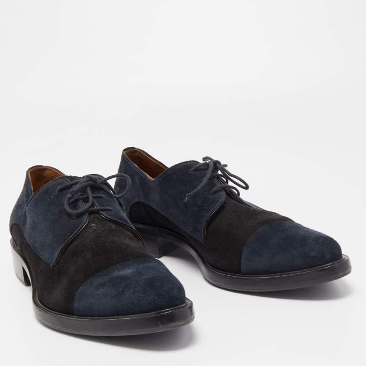 Pre Owned Givenchy Black/Navy Blue Suede Lace Up Derby Size 43