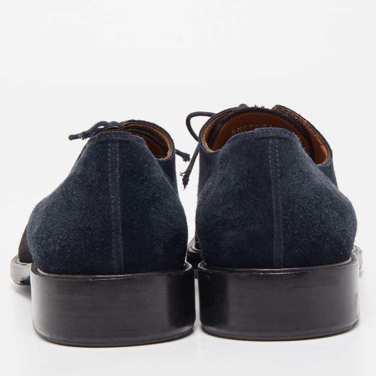 Pre Owned Givenchy Black/Navy Blue Suede Lace Up Derby Size 43