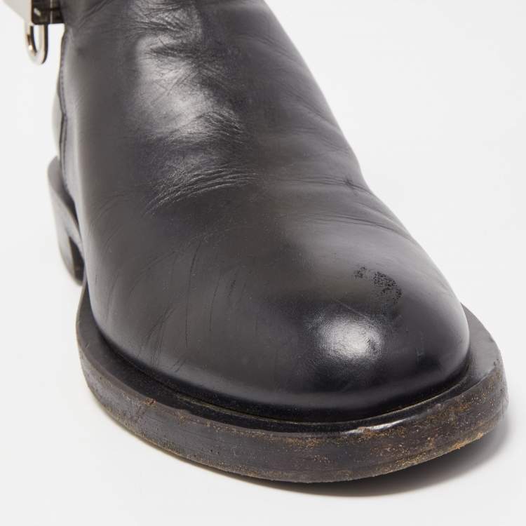 Pre Owned Givenchy Black Leather Padlock Ankle Boots Size 44