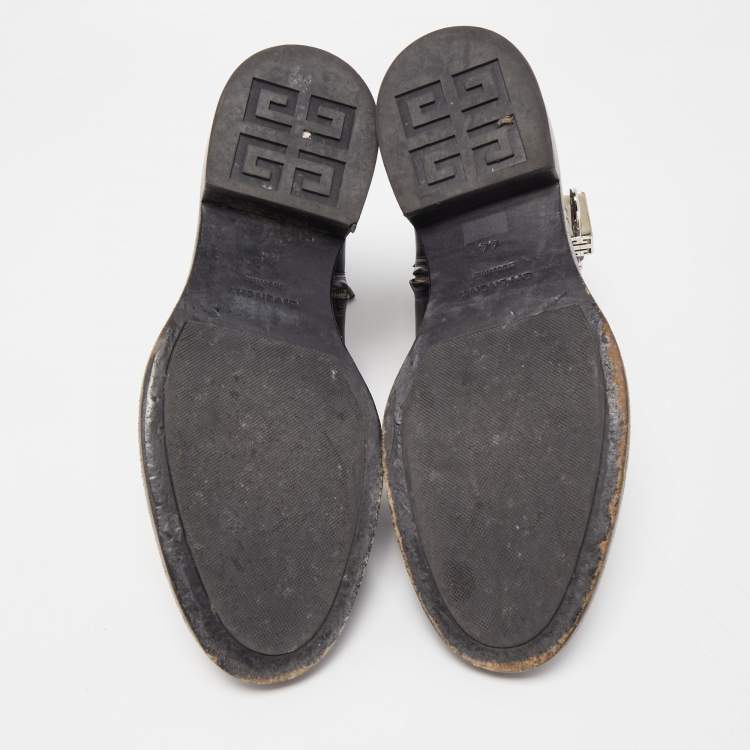 Pre Owned Givenchy Black Leather Padlock Ankle Boots Size 44