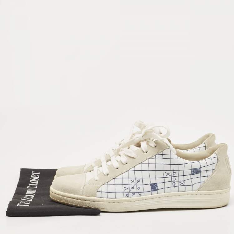 Pre Owned Givenchy Tricolor Printed Leather and Suede Low Top Sneakers Size 43.5