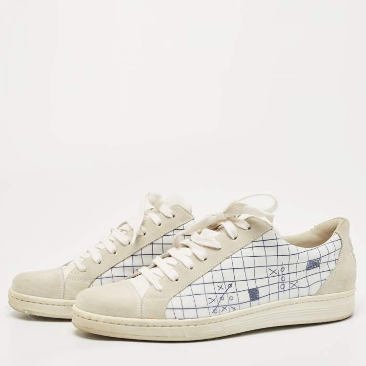 Pre Owned Givenchy Tricolor Printed Leather and Suede Low Top Sneakers Size 43.5