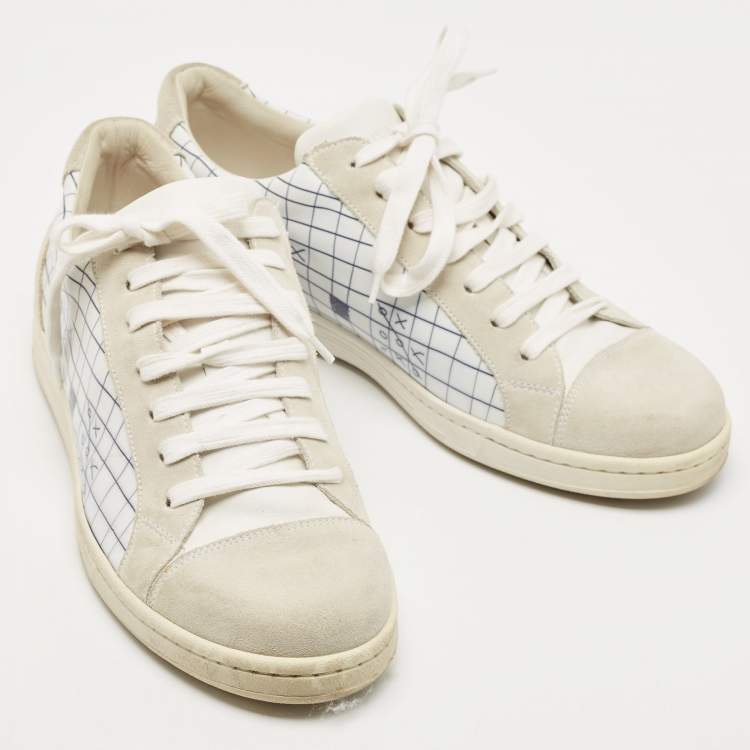 Pre Owned Givenchy Tricolor Printed Leather and Suede Low Top Sneakers Size 43.5