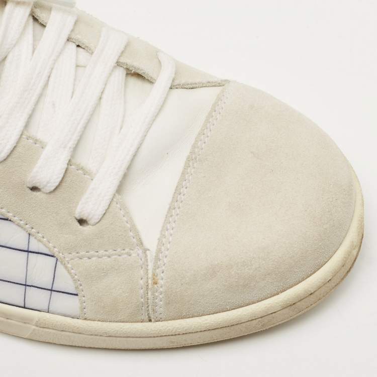 Pre Owned Givenchy Tricolor Printed Leather and Suede Low Top Sneakers Size 43.5