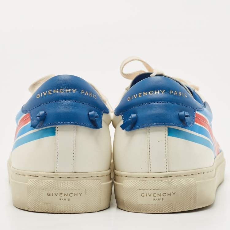 Pre Owned Givenchy White/Blue Leather Low Top Sneakers Size 44