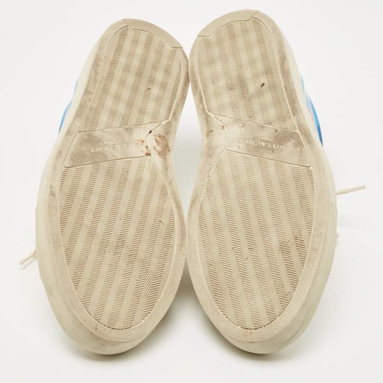 Pre Owned Givenchy White/Blue Leather Low Top Sneakers Size 44