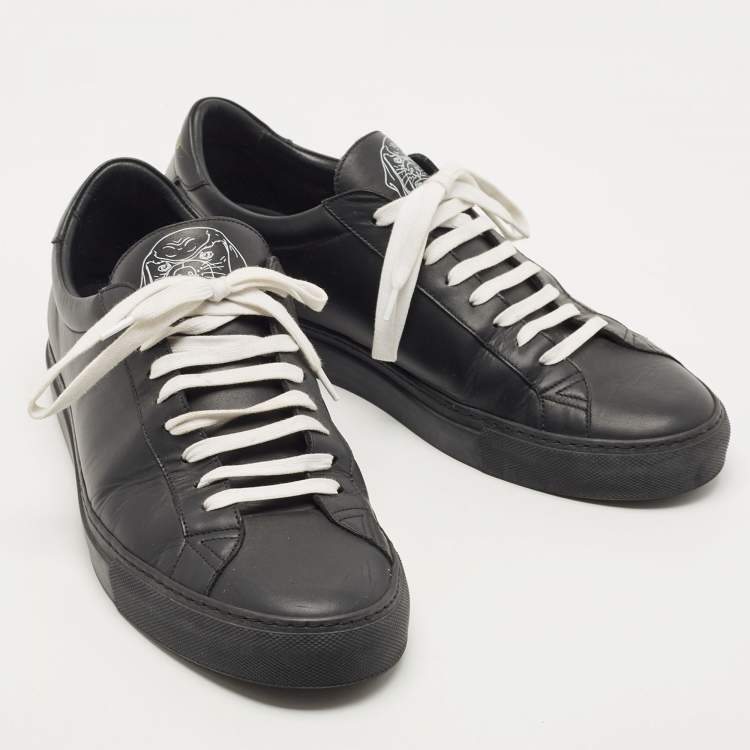 Pre Owned Givenchy Black Leather Low Top Sneakers Size 43.5