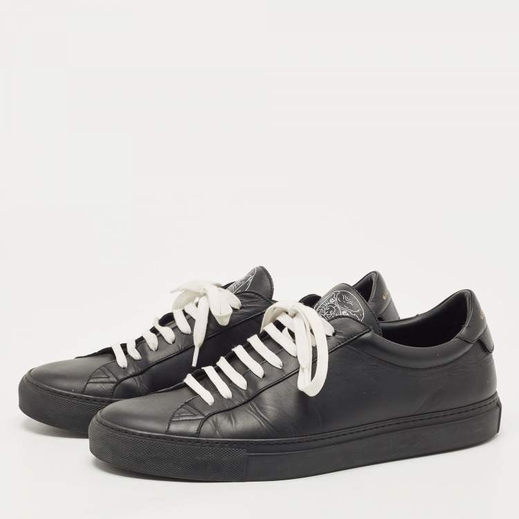 Pre Owned Givenchy Black Leather Low Top Sneakers Size 43.5
