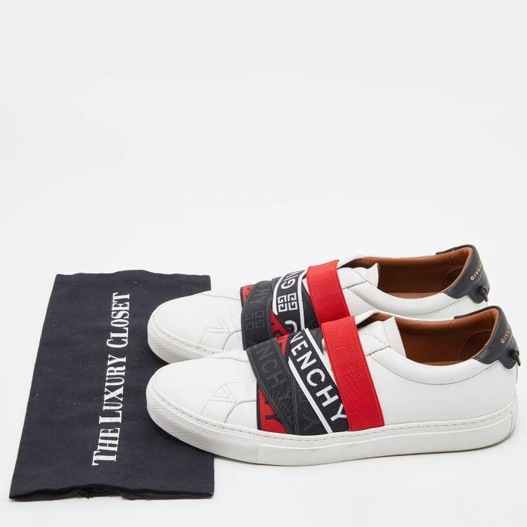 Pre Owned Givenchy White Leather and Stretch Band Urban Street Slip On Sneakers Size 42