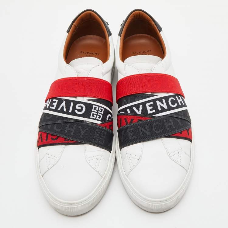Pre Owned Givenchy White Leather and Stretch Band Urban Street Slip On Sneakers Size 42