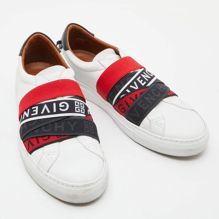 Pre Owned Givenchy White Leather and Stretch Band Urban Street Slip On Sneakers Size 42