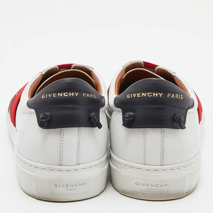 Pre Owned Givenchy White Leather and Stretch Band Urban Street Slip On Sneakers Size 42