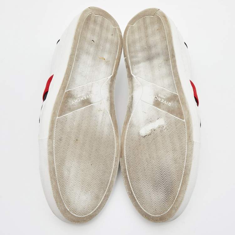 Pre Owned Givenchy White Leather and Stretch Band Urban Street Slip On Sneakers Size 42