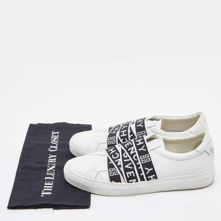 Pre Owned Givenchy White Leather and Stretch Band Urban Street Slip On Sneakers Size 42