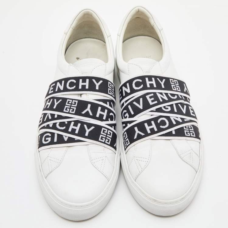Pre Owned Givenchy White Leather and Stretch Band Urban Street Slip On Sneakers Size 42
