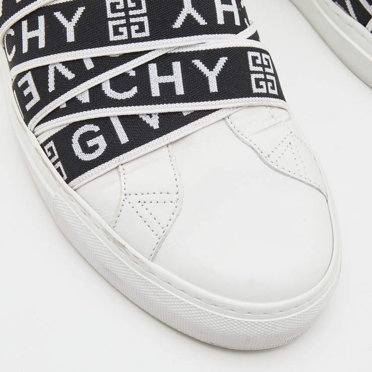 Pre Owned Givenchy White Leather and Stretch Band Urban Street Slip On Sneakers Size 42