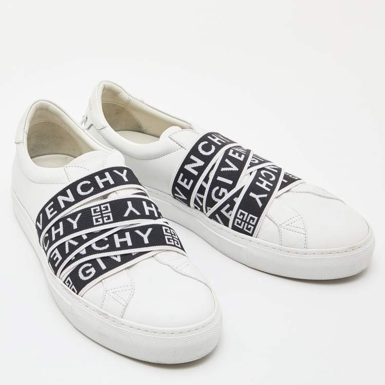 Pre Owned Givenchy White Leather and Stretch Band Urban Street Slip On Sneakers Size 42