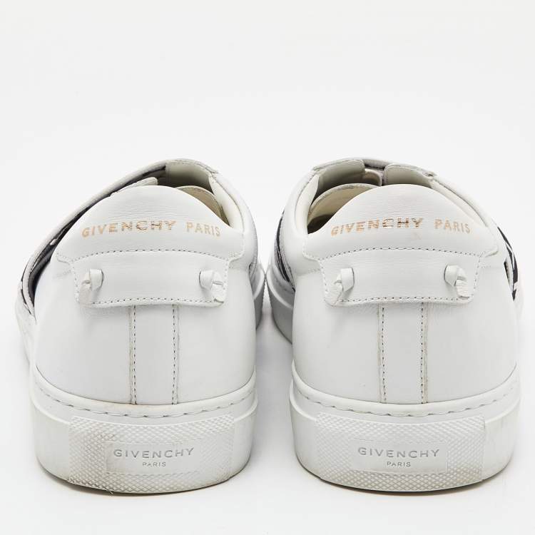 Pre Owned Givenchy White Leather and Stretch Band Urban Street Slip On Sneakers Size 42