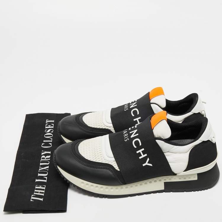 Pre Owned Givenchy Black/White Leather and Mesh Runner Active Sneakers Size 41