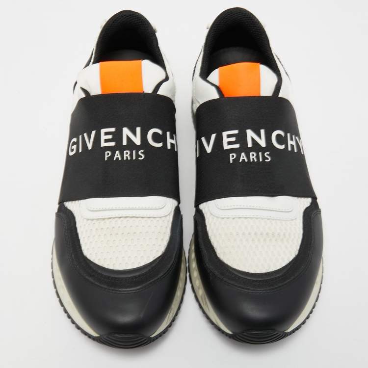 Pre Owned Givenchy Black/White Leather and Mesh Runner Active Sneakers Size 41