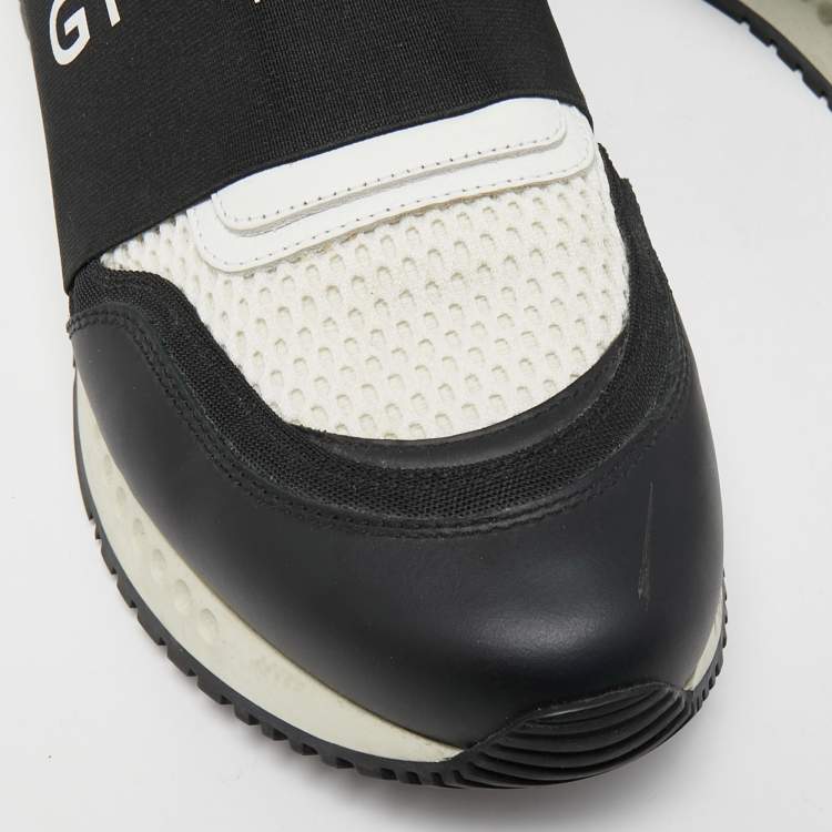 Pre Owned Givenchy Black/White Leather and Mesh Runner Active Sneakers Size 41