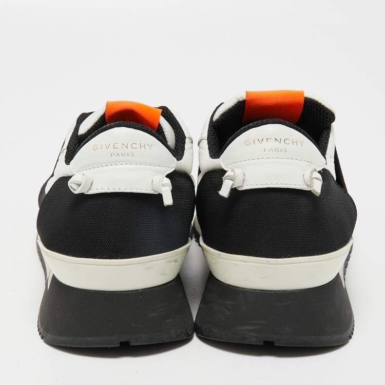 Pre Owned Givenchy Black/White Leather and Mesh Runner Active Sneakers Size 41