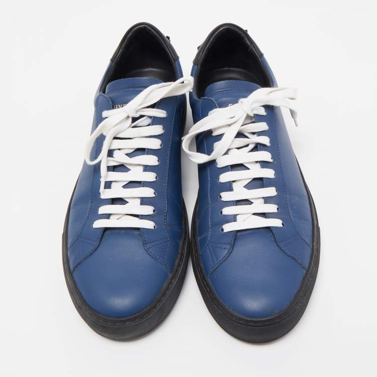 Pre Owned Givenchy Blue Leather Lace Up Sneakers Size 42