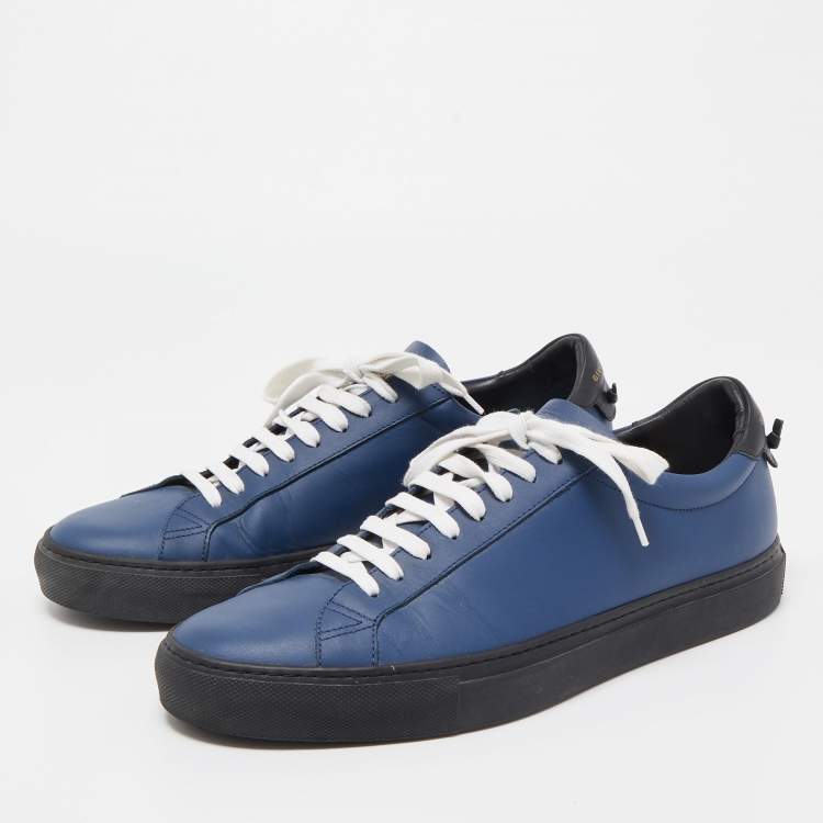 Pre Owned Givenchy Blue Leather Lace Up Sneakers Size 42