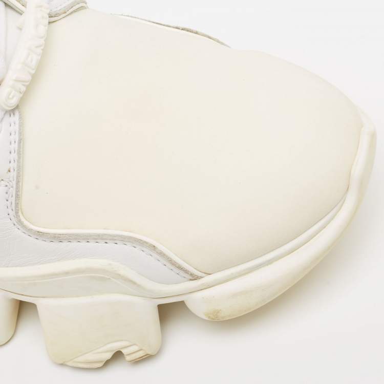 Pre Owned Givenchy White Neoprene and Leather Jaw Sneakers Size 43.5