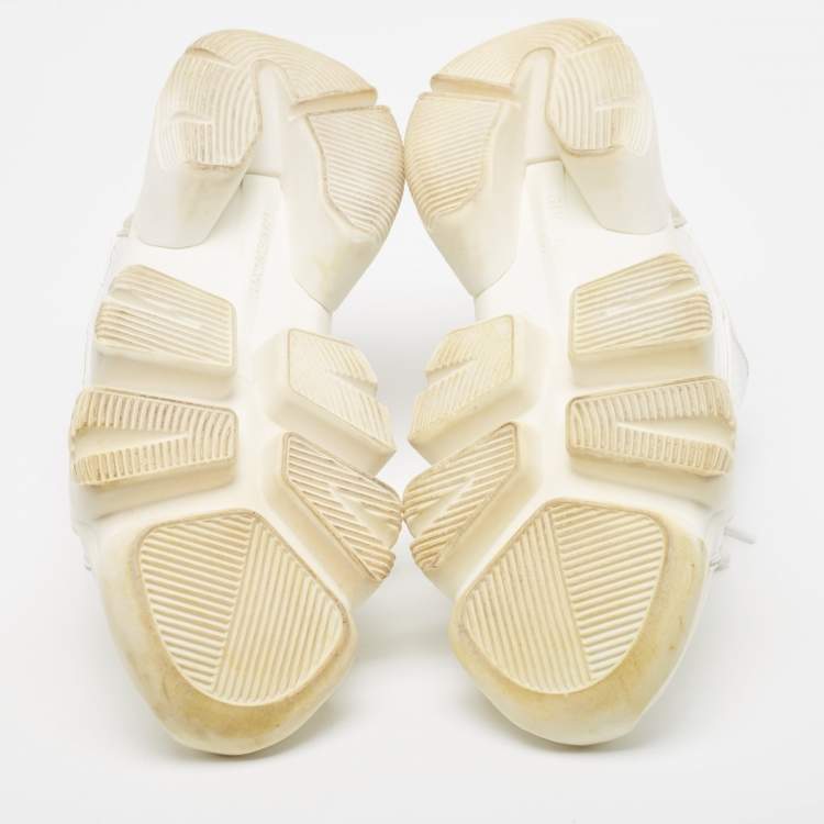 Pre Owned Givenchy White Neoprene and Leather Jaw Sneakers Size 43.5