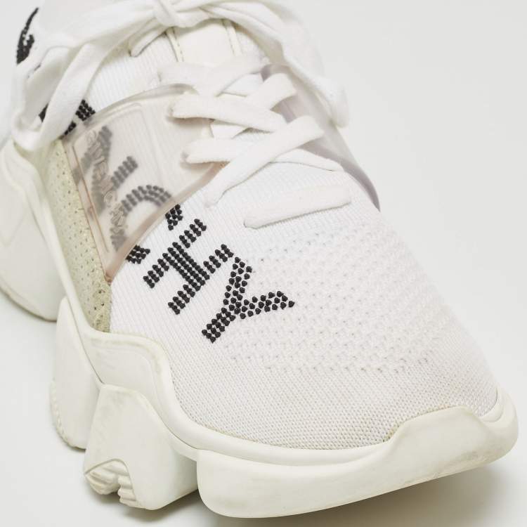 Pre Owned Givenchy White Knit Fabric Low Top Sneakers Size 40