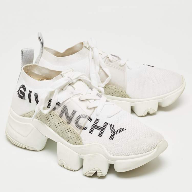 Pre Owned Givenchy White Knit Fabric Low Top Sneakers Size 40