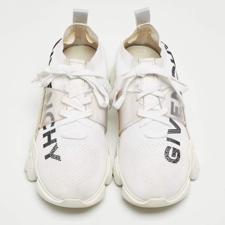 Pre Owned Givenchy White Knit Fabric Low Top Sneakers Size 40