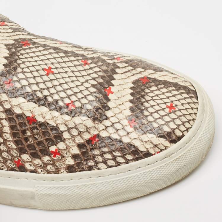 Pre Owned Givenchy Beige/Brown Python Leather Skate Slip On Sneakers Size 42