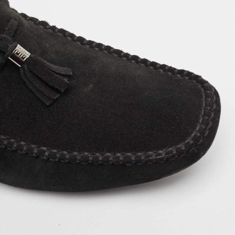 Pre Owned Givenchy Black Suede Tassel Detail Slip On Loafers Size 41