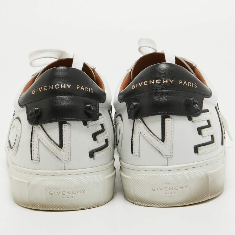 Pre Owned Givenchy White Leather Reverse Logo Urban Street Sneakers Size 44