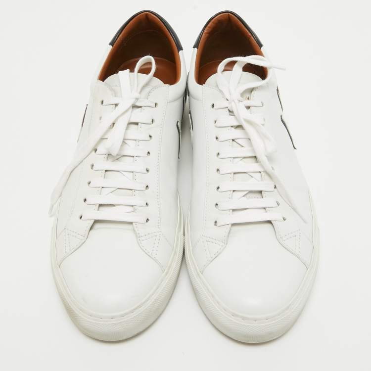 Pre Owned Givenchy White Leather Reverse Logo Urban Street Sneakers Size 44