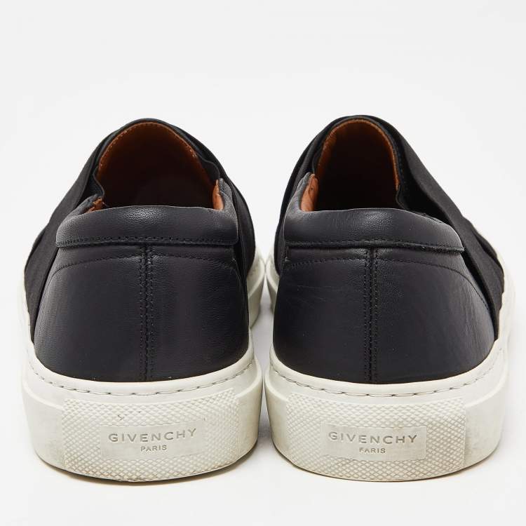 Pre Owned Givenchy Black Leather and Elastic Band Slip On Sneakers Size 41