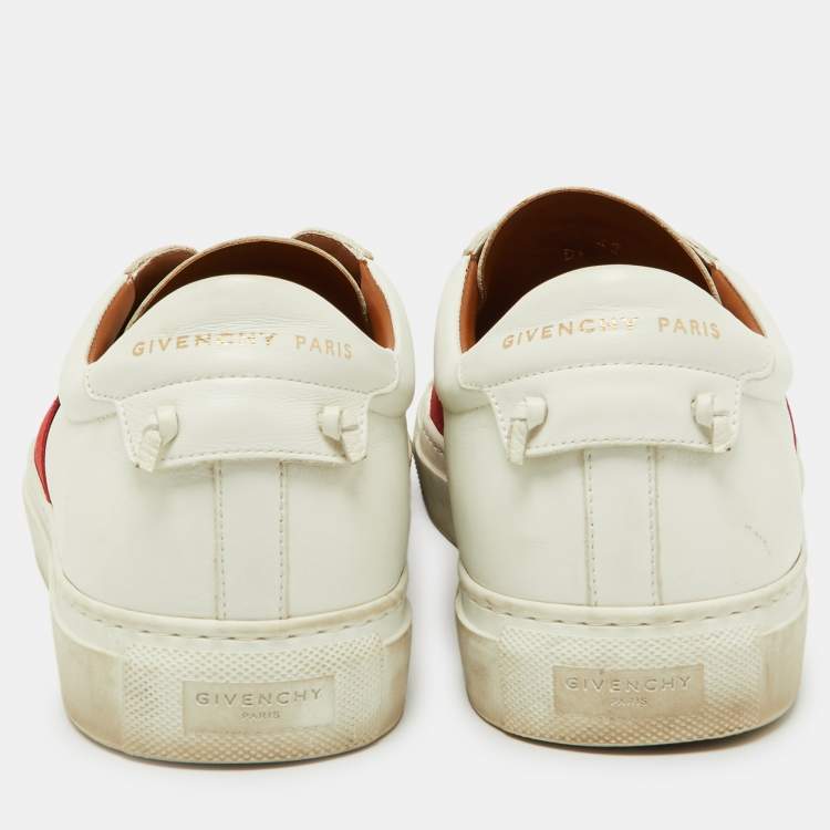 Pre Owned Givenchy White/Red Leather City Sport Sneakers Size 42