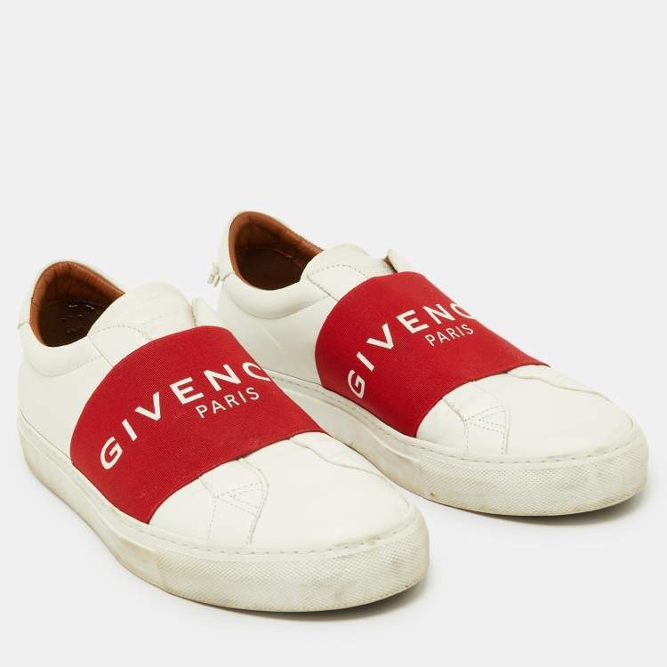 Pre Owned Givenchy White/Red Leather City Sport Sneakers Size 42