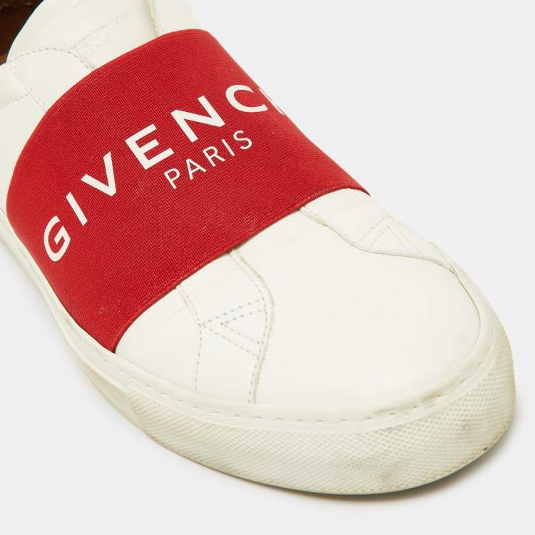 Pre Owned Givenchy White/Red Leather City Sport Sneakers Size 42